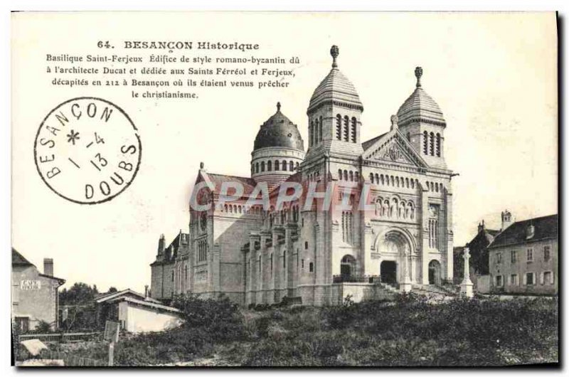 Old Postcard Besancon History Basilica of Saint-Ferjeux