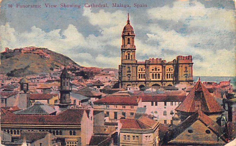 Panoramic View showing Cathedral Malaga Spain 1911 