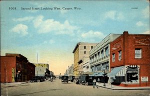 Casper Wyoming WY Second Street c1910 Vintage Postcard