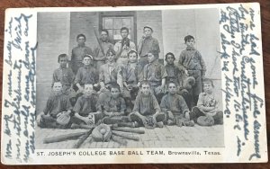 US Postcard St Joseph’s College Base Ball Team Brownsville TX c1909 LB