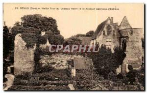 Old Postcard Senlis Old castle tower and pavilion enri IV Gabrielle d & # 39E...