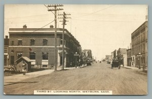 WEYBURN SASK CANADA THIRD STREET ANTIQUE REAL PHOTO POSTCARD RPPC