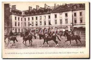 Old Postcard Saumur Horse Equestrian School & # 39application military cavalr...