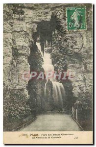 CARTE Postale Old Paris Buttes Chaumont Park Cave and Cascade