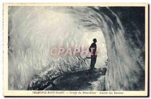 Old Postcard Chamonix Mont Blanc Cave Glacier des Bossons