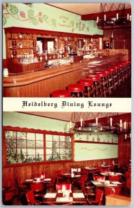Minneapolis Minnesota 1950s Postcard Heidelberg Dining Lounge German Restaurant