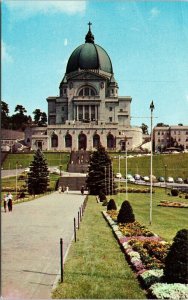 Saint Josephs Oratory Mount Royal Front Walkway Cross Flower Gardens Postcard 