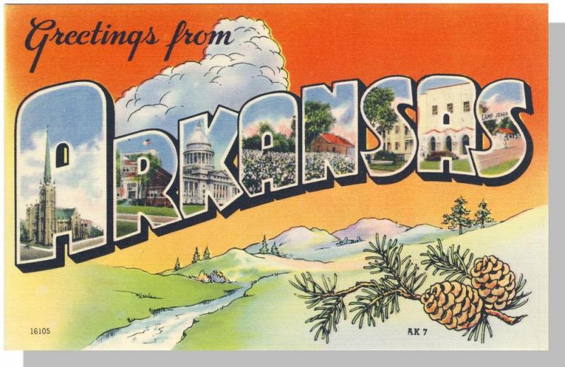 Arkansas/AR Postcard, Greetings From Arkansas, Near Mint!