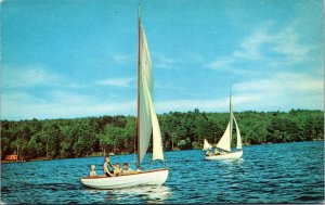 Vtg Averill Lakes Vermont VT Sailboats Cold Spring Club Quimbys Inn Postcard