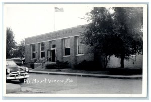 c1950's Post Office Building Cars Mount Vernon Missouri MO RPPC Photo Postcard