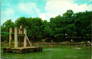 Vtg Postcard Arkansas AR - Swimming Pool, at Devil's Den State Park UNP M13