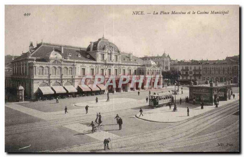 Nice - Place Massena - Municipal Casino - Old Postcard