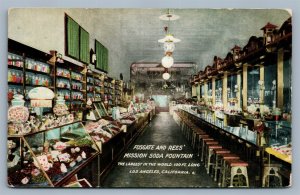 LOS ANGELES CA FOSGATE & REES MISSION SODA CAFE ADVERTISING ANTIQUE POSTCARD
