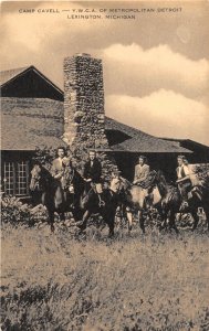 J4/ Lexington Michigan Postcard c1930s Camp Cavell YWCA Horseback Riding 70