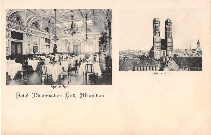 Munchen Germany Munich Hotel Rheinischer Antique Postcard J50534 