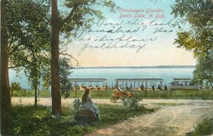 American Chautauqua Grounds Devil's Lake North Dakota 1909 Postcard 21-3407