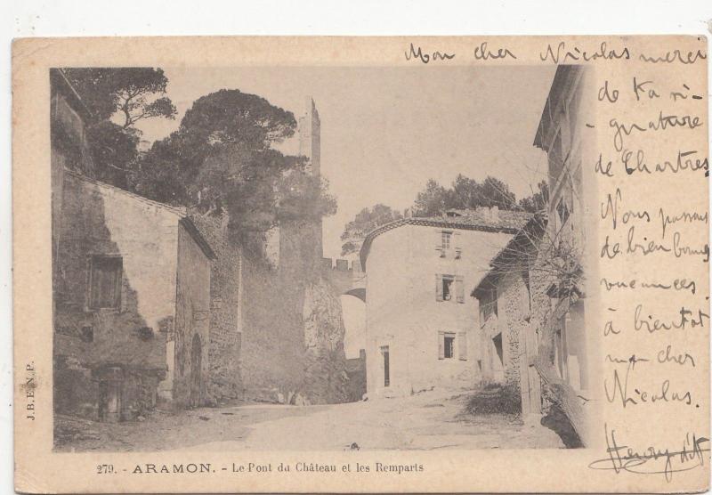 B79629 aramon le pont du chateau et les remparts france gard  front/back image