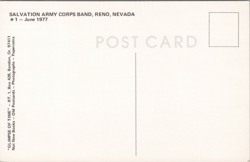 Salvation Army Corps Band Reno NV Nevada S.A. Corps Flags Unused Postcard F60