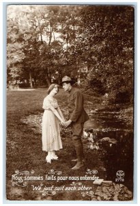 c1910's US Army Soldier Romance We Just Suit Each Other RPPC Photo Postcard