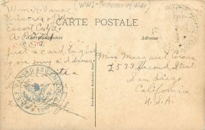 Postcard From WWI Prisoner Of War Escort Company 42 A.E.F. Passed As Censored