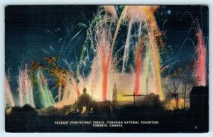 TORONTO, CANADA ~ Canadian National Exhibition PYROTECHNIC FINALE 1940s Postcard
