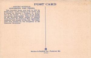 D96/ Martinsburg West Virginia Postcard Linen Historic Boydville Home Memorial