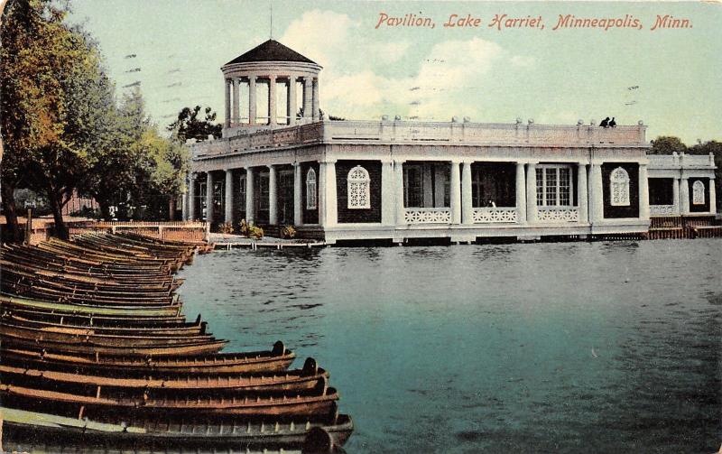 Minneapolis Minnesota~Pavilion @ Lake Harriet~Kayaks Along Shore~1910 Postcard