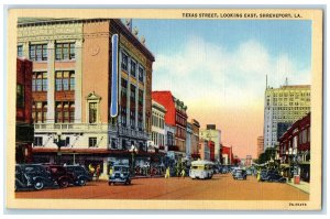 c1940's Texas Street Looking East Shreveport Louisiana LA Unposted Cars Postcard