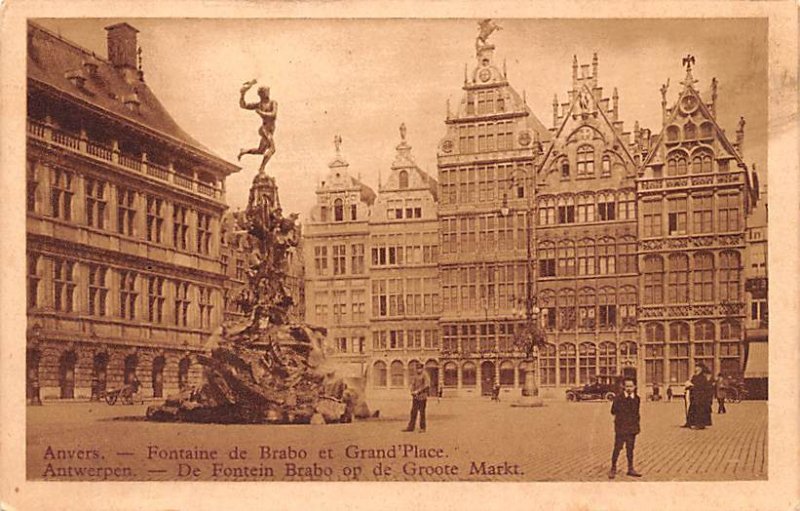 Fontaine de Brabo et Grand Place Anvers Belgium Unused 