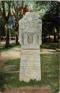 Historic Stone State St. Springfield Mass Gravestone Vintage PM Postcard 