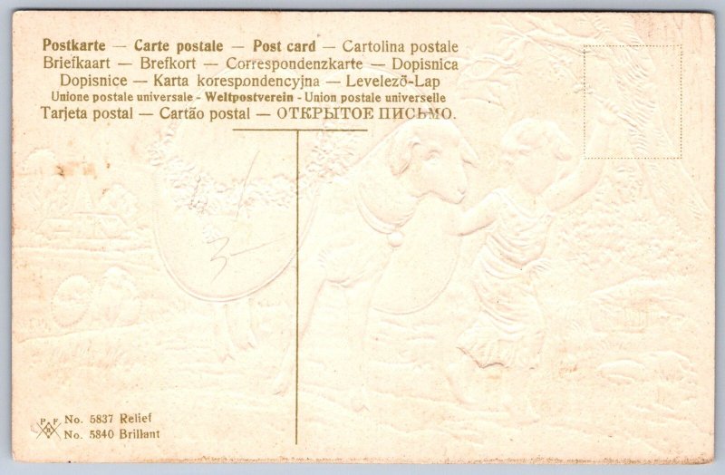 K26/ Easter Postcard Holiday Greetings c1910 Gold-Lined Child Sheep 178