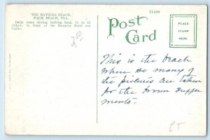 c1920 Palm Beach Florida FL Vintage Postcard Bathing Beach Front Breakers Hotel