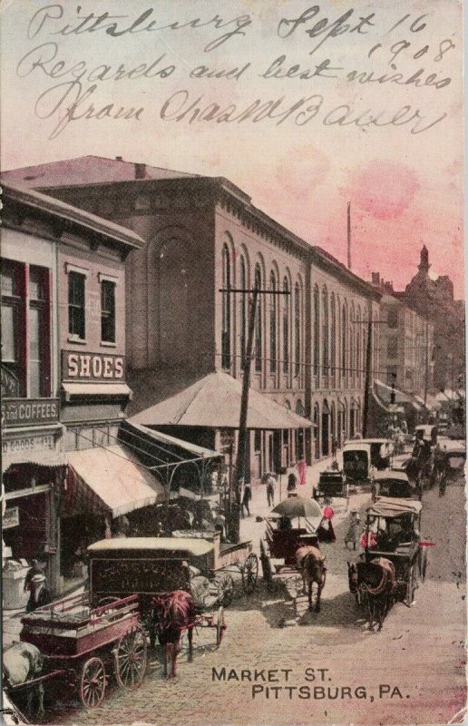 Pittsburg PA Market Street c1908 Macfarlane Postcard G76