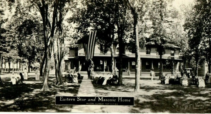 Eastern Star Masonic Home - Macon Illinois 1913 RPPC Photo Postcard 