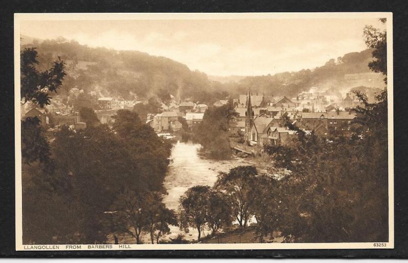 Llangollen Town from Barber's Hill Wales unused c1920's