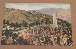 VINTAGE 1941 USED LINEN POSTCARD WILL ROGERS SHRINE OF THE SUN CHEYENNE MTN COLO