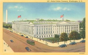 Washington DC United States Treasury Linen Postcard Unused