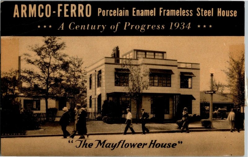 Armco-Ferro Mayflower House Chicago Worlds Fair c1934 Vintage Postcard C23