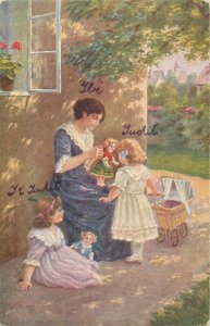 Mother's joys by E. Kubicek vintage fine art postcard