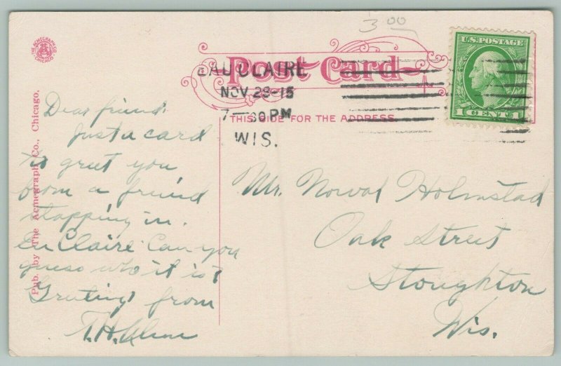 Eau Claire Wisconsin~First Methodist Episcopal Church~c1910 Postcard 