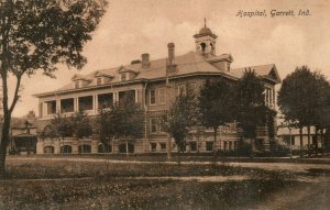 c. 1910 Hospital, Garrett, IN Postcard P14 