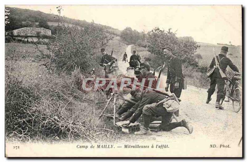Militaria Camp of Mailly Old Postcard Machine Guns has the & # 39affut (bike ...