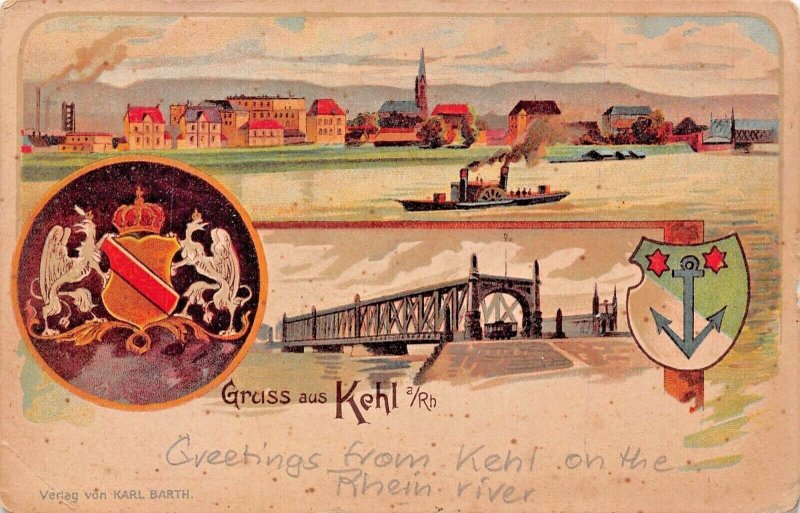 GRUSS aus KEHL a RHEIN GERMANY-KUNSTLER 1900s POSTCARD