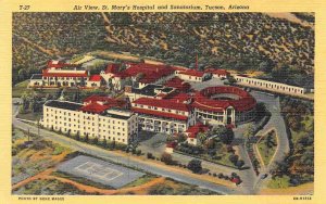 St Mary's Hospital Sanatorium Aerial View Tucson Arizona linen postcard