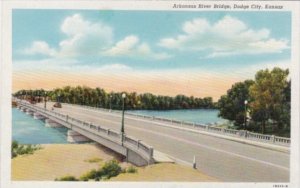 Kansas Dodge City Arkansas River Bridge Curteich