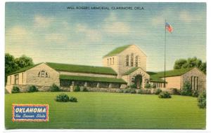 Will Rogers Memorial Claremore Oklahoma 1940s linen postcard