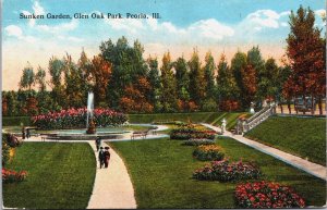 Sunken Garden Glen Oak Park Peoria Illinois Vintage Postcard C095