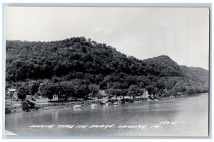 Lansing Iowa IA Postcard RPPC Photo Looking Thru The Bridge View c1910's Antique