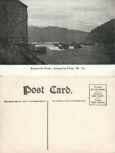 KANAWHA FALLS & RIVER W.VA ANTIQUE POSTCARD