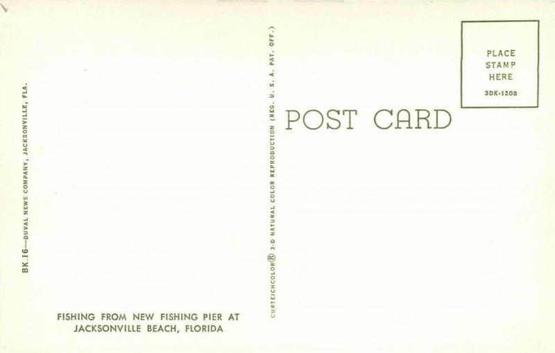 FL, Jacksonville Beach, Florida, Fishing at Pier, Curteichcolor No. 3DK-1208